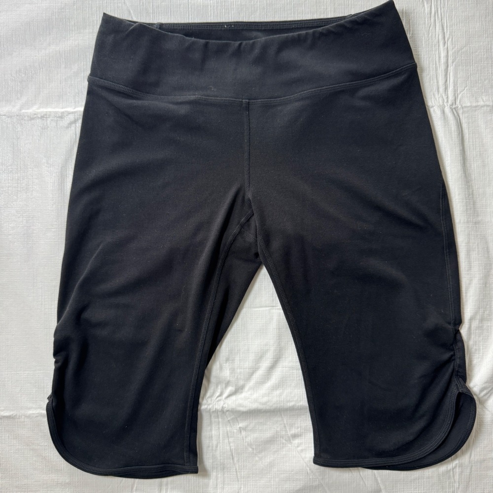 Zella Womens Black Ruched Hem Cropped Athletic Leggings Size Medium